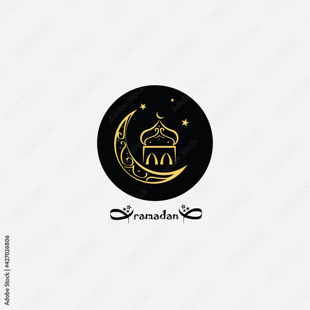 Fototapeta premium mosque and moon symbol ramadan design illustration