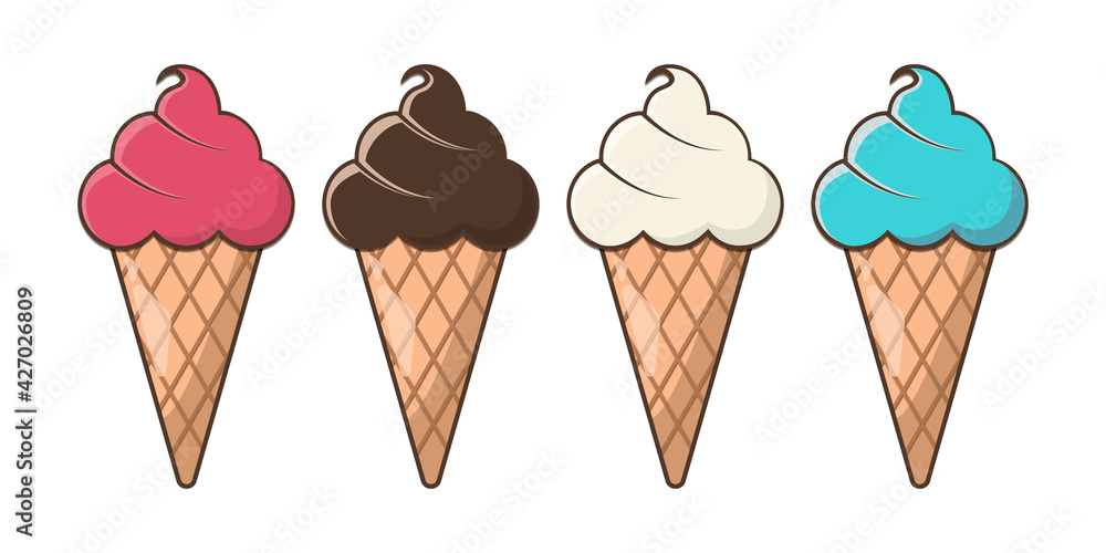 Cartoon ice cream clip art design with cute vector png illustration