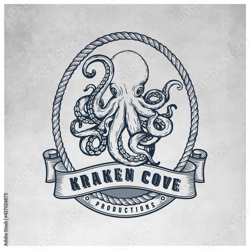 KRAKEN VINTAGE LOGO HAND DRAWN STYLE