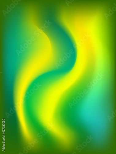 Blurred blue green glowing background with rays lines light with space for your message. illustration for design presentation, brochure layout page, cover book or magazine