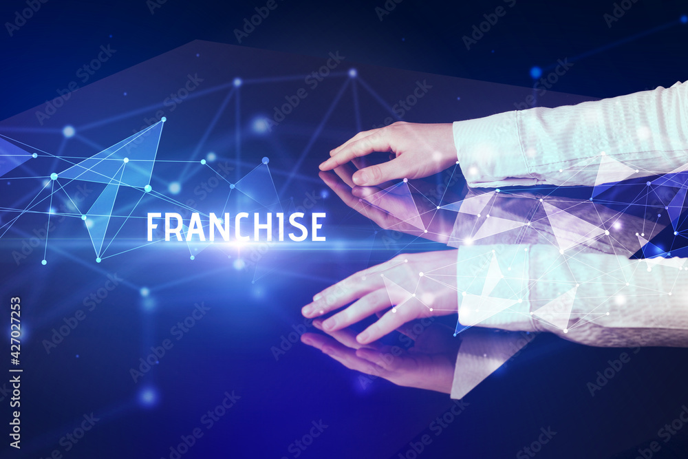 Businessman touching huge screen concept Businessman touching huge screen concept