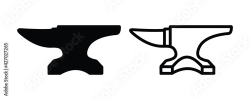 Vintage anvil Icon for blacksmith, blacksmith tools isolated on white background, Vector illustration.