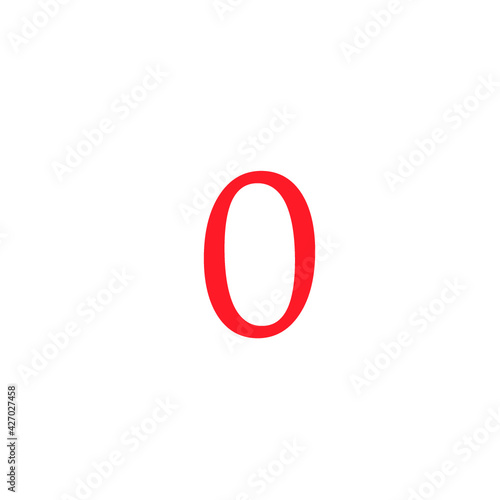 editable vector number 0 zero in red color, typography in minimal design