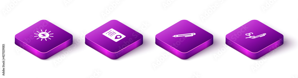 Set Isometric Solar energy panel, Address book, Pen and Signature icon. Vector Set Isometric Solar energy panel, Address book, Pen and Signature icon. Vector