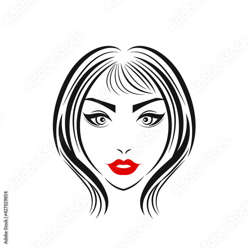 women face, hair salon logo vector on white background.