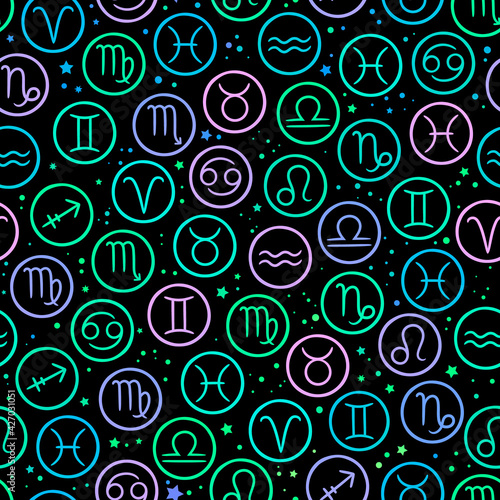seamless of holographic zodiac