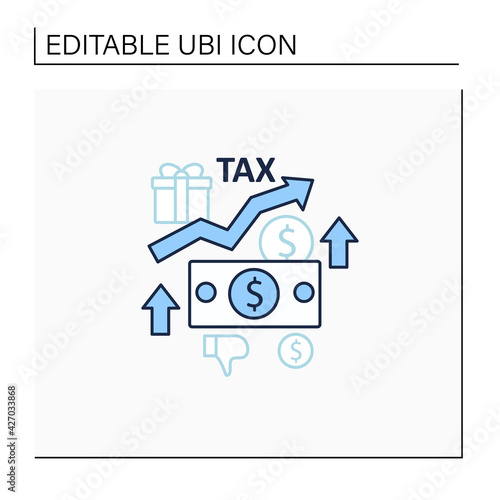 Higher taxes line icon. Higher percentage. Tax fee growth.Universal basic income concept. Isolated vector illustration.Editable stroke