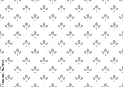 Flower geometric pattern. Seamless vector background. White and gray ornament.