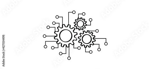 Cyber security icon design, flat vector security in Progress logo. Strategy teamwork concept. Cogwheels, success of business concept. Partnership of business. Flat vector Cogwheel signs. 