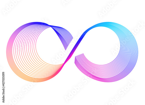 Design elements. Infinity sign color spectrum. Rainbow gradient in the shape of the infinity symbol. Eight sign colorful gradient. Vector illustration EPS 10 digital for promotion new product