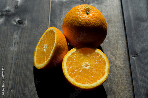 orange on wooden background