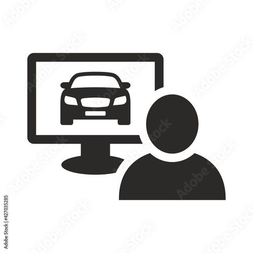 Car shopping icon. Buying a car online. Vector icon isolated on white background.