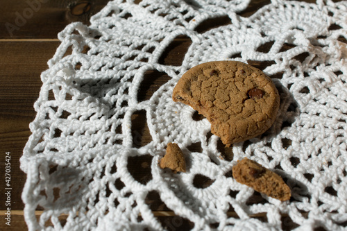 chocolate cake on wooden background