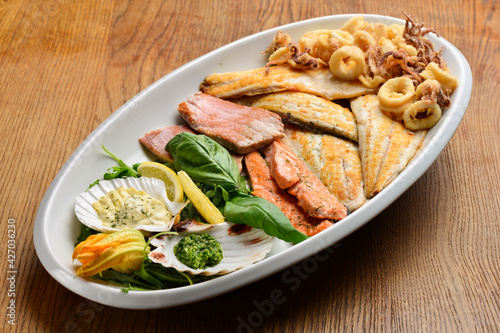 Mixed seafood grill plate
