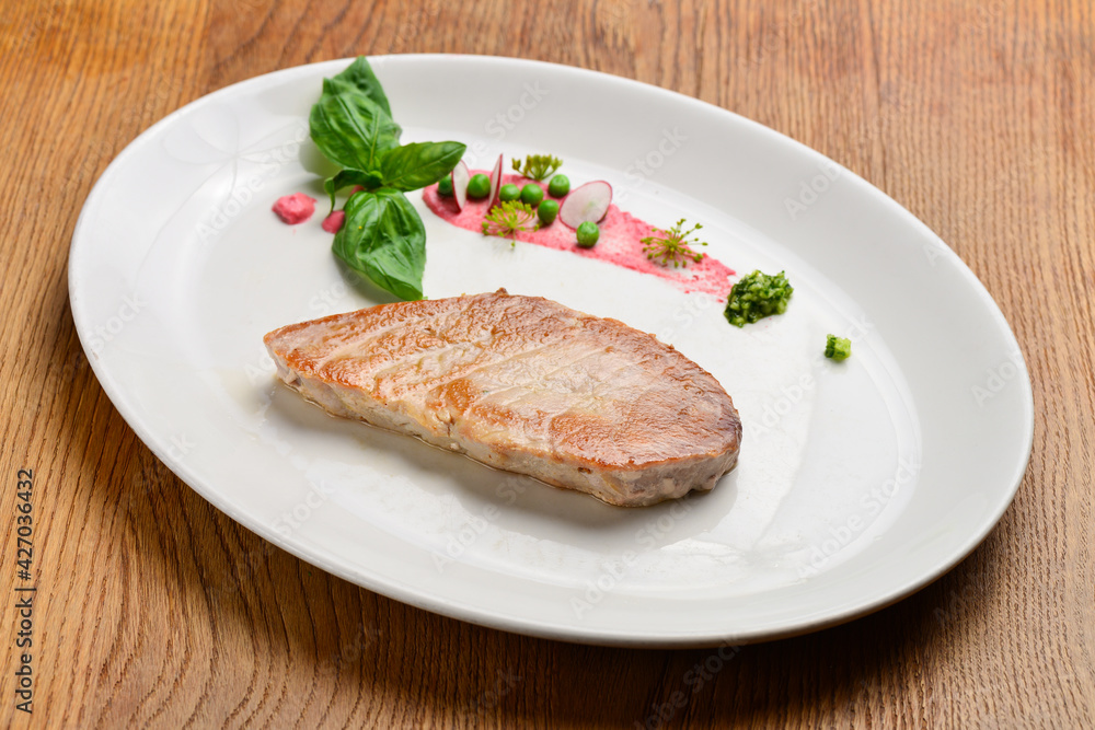 Healthy grilled tuna steak on the plate Healthy grilled tuna steak on the plate