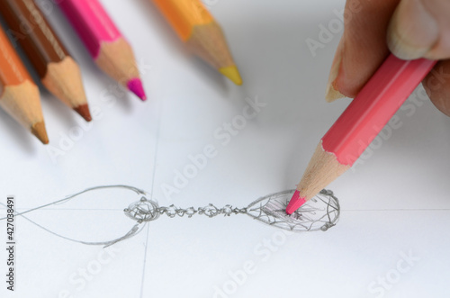 Sketch jewelry pendant necklace coloring