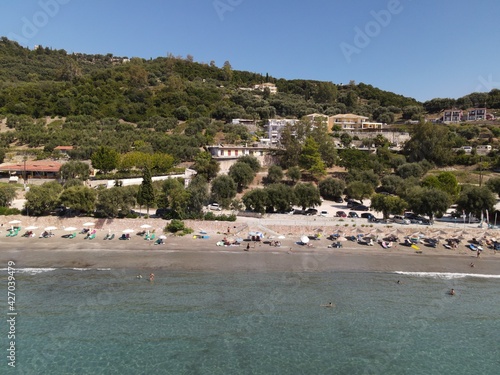 Aerial Shot: Arilla Exotic Beach of Perdika Town Greece, Epirus, Thesprotia  © tassos stavrou