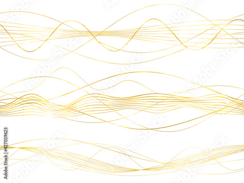 Design elements. Wave of many glittering lines. Abstract vertical glow wavy stripes on white background isolated. Creative line art. Vector illustration EPS 10 art deco style for wedding invitation