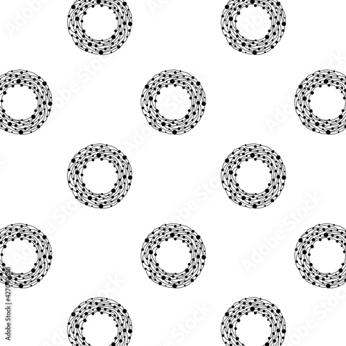 Graphic pattern with abstract circles and points on white background. Great element for your design.