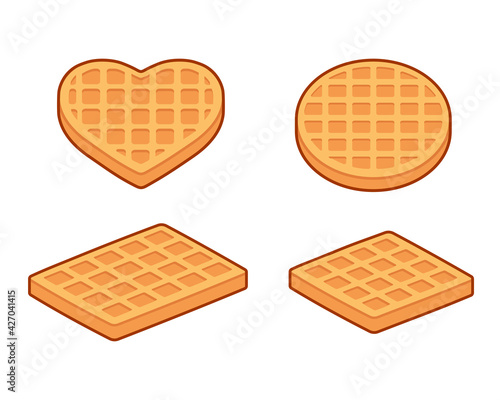 Waffle shapes cartoon set