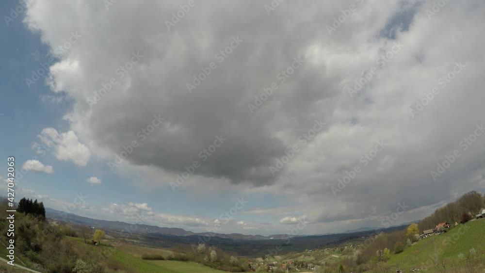 Time lapse of moving clouds, morning, north Croatia, wide angle Time lapse of moving clouds, morning, north Croatia, wide angle