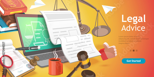 3D Vector Conceptual Illustration of Online Legal Advice.