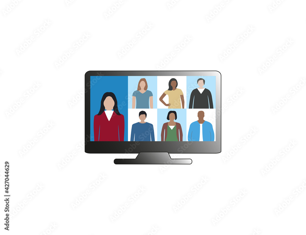 People on a online meeting or conference. Vector illustration. People on a online meeting or conference. Vector illustration.