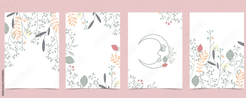 Collection of natural background set with leaf,flower.Editable vector illustration for website, invitation,postcard and poster