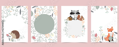 Collection of woodland background set with leaf,flower,animal.Editable vector illustration for website, invitation,postcard and poster