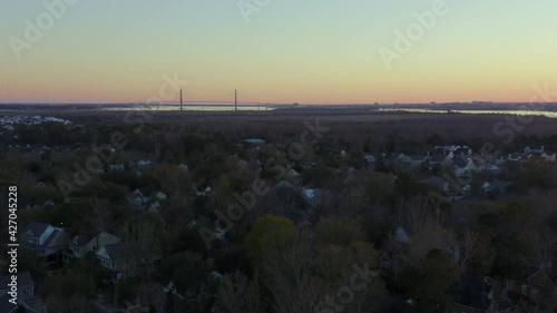 Dusk in Daniel Island with Arthur Ravenal Jr Bridge in background photo