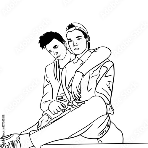 young couple lgbt art illustration