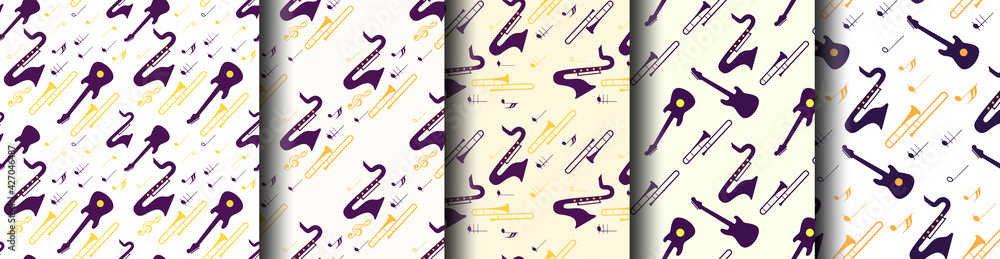 seamless pattern of silhouettes of musical instruments. musical motives. Perfect for banners, flyers, backgrounds, prints, fabrics. EPS10 seamless pattern of silhouettes of musical instruments. musical motives. Perfect for banners, flyers, backgrounds, prints, fabrics. EPS10