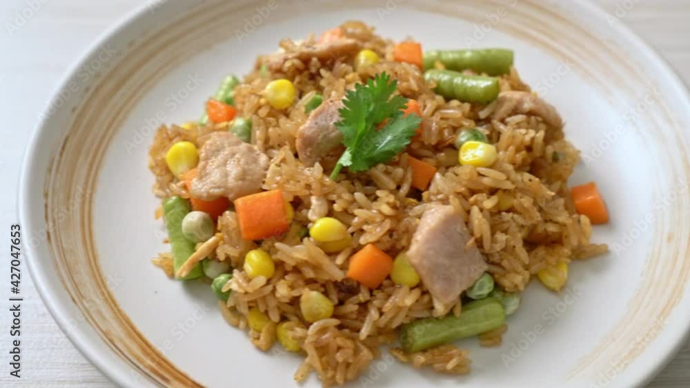 fried rice with pork and vegetable fried rice with pork and vegetable