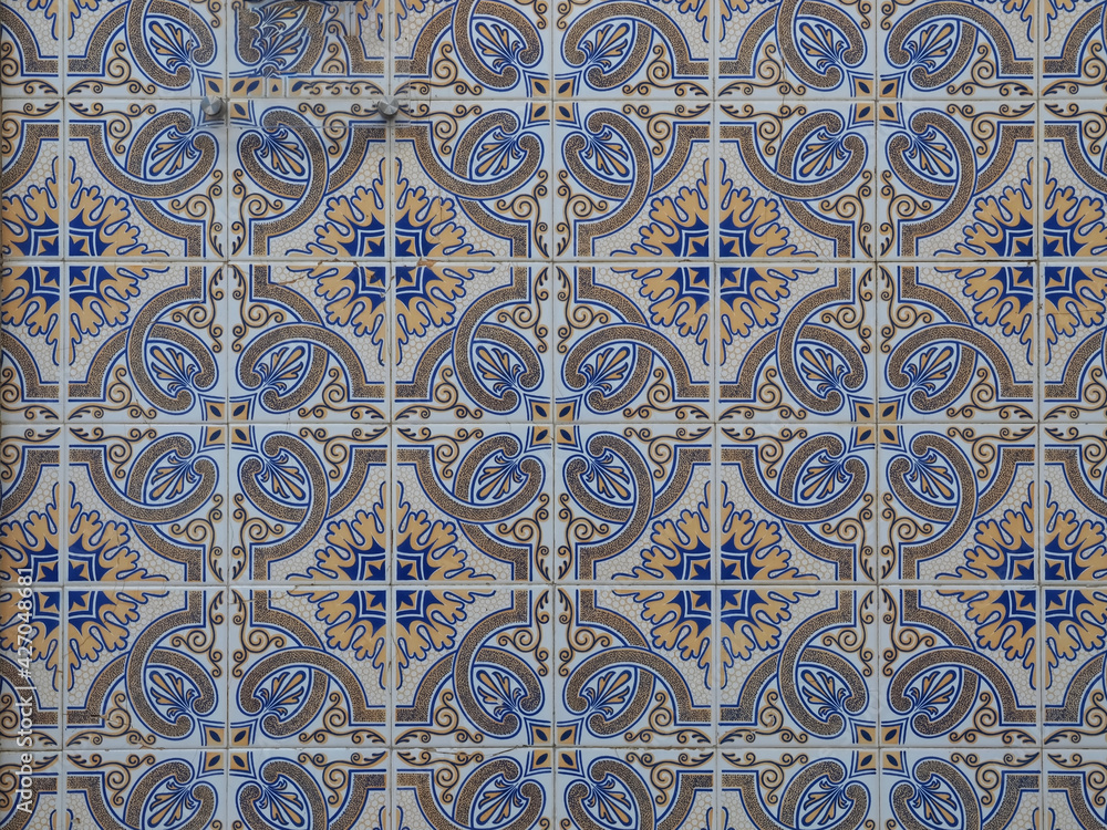 Closeup of typical portuguese tiles