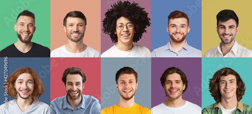 Composite set of smiling diverse multicultural men © Prostock-studio