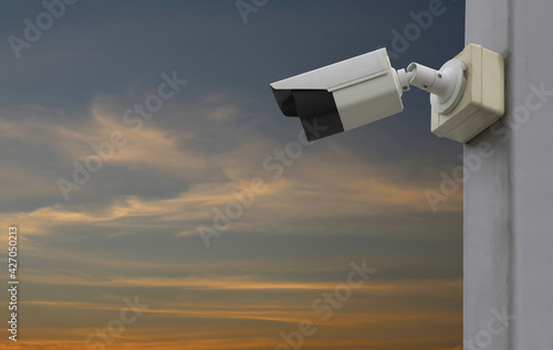 CCTV tool on twilight sky background.