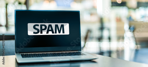 Laptop computer displaying the sign of spam