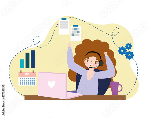 woman working online