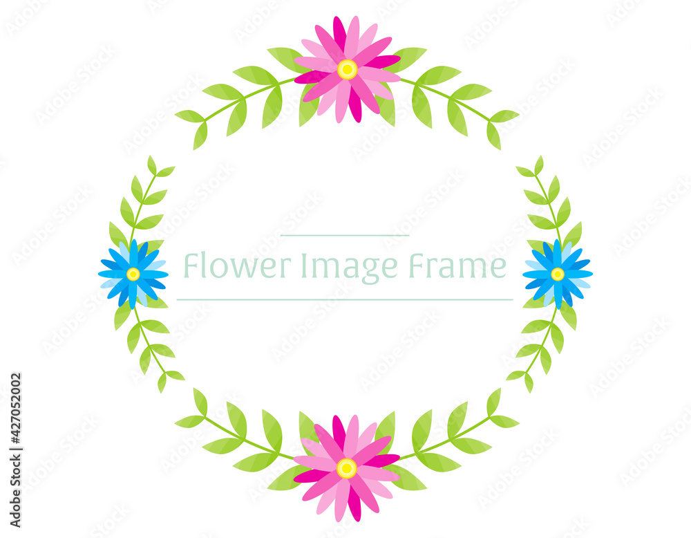 カラフルな花のフレーム　リース　枠　フレーム