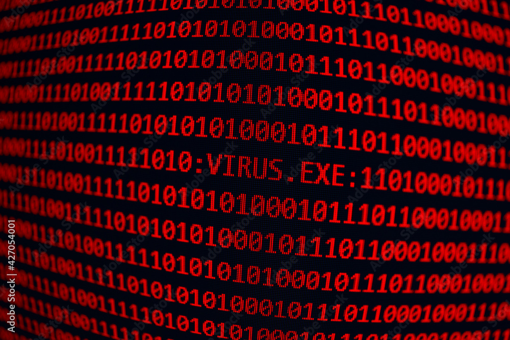 Virus en código binario rojo Virus en código binario rojo