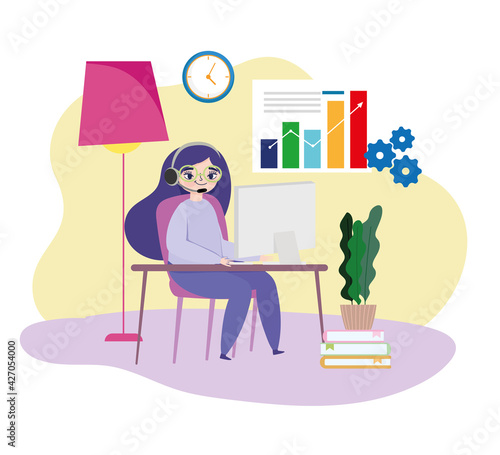 working remotely woman