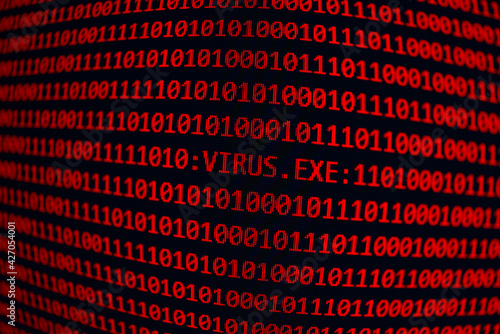 Virus en código binario rojo