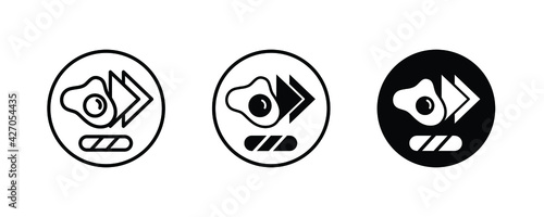 breakfast icon, egg, becon, cheese icons button, vector, sign, symbol, logo, illustration, editable stroke, flat design style isolated on white linear pictogram