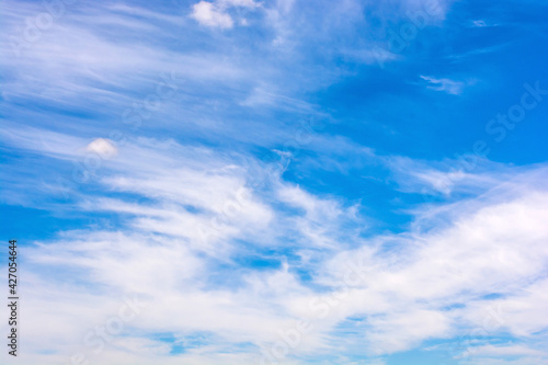 Photo of a blue sky with clouds at summer