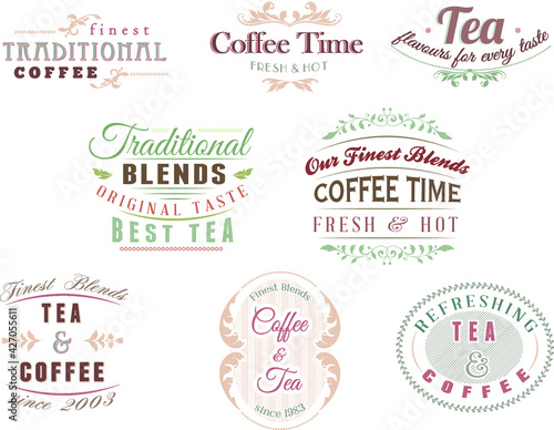 set of best vector vintage ornaments typography coffee labels  stamp and badges