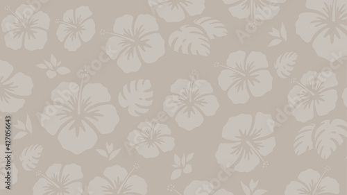 Wallpaper Mural ハイビスカスの模様のベージュの背景_壁紙_イラスト素材_16:9 Torontodigital.ca