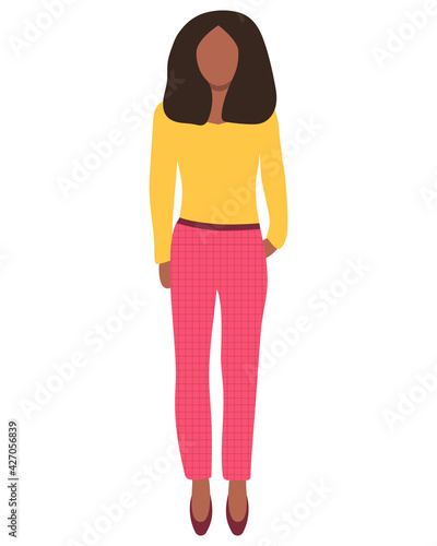 Businesswoman. Vector illustration of a woman in an office outfit. Isolated on white.