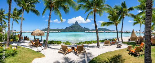 Summer vacation at a luxury beach resort on Bora Bora, French Polynesia photo