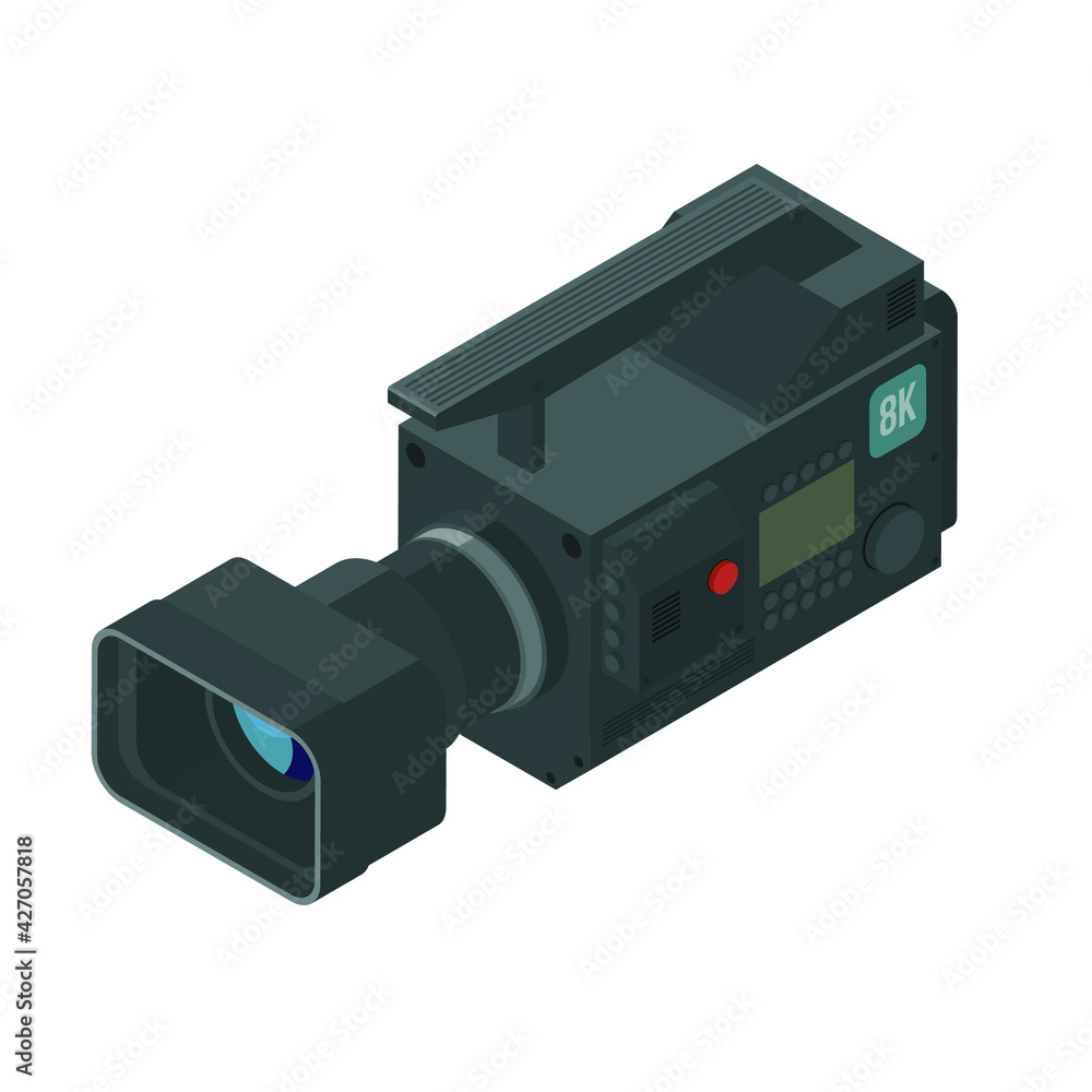 Obraz premium Professional video camera on white background