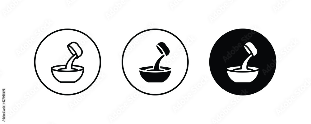 Cooking add water icon. Bowl with a measuring glass with added water icons button, vector, sign, symbol, logo, illustration, editable stroke, flat design style isolated on white linear pictogram Cooking add water icon. Bowl with a measuring glass with added water icons button, vector, sign, symbol, logo, illustration, editable stroke, flat design style isolated on white linear pictogram